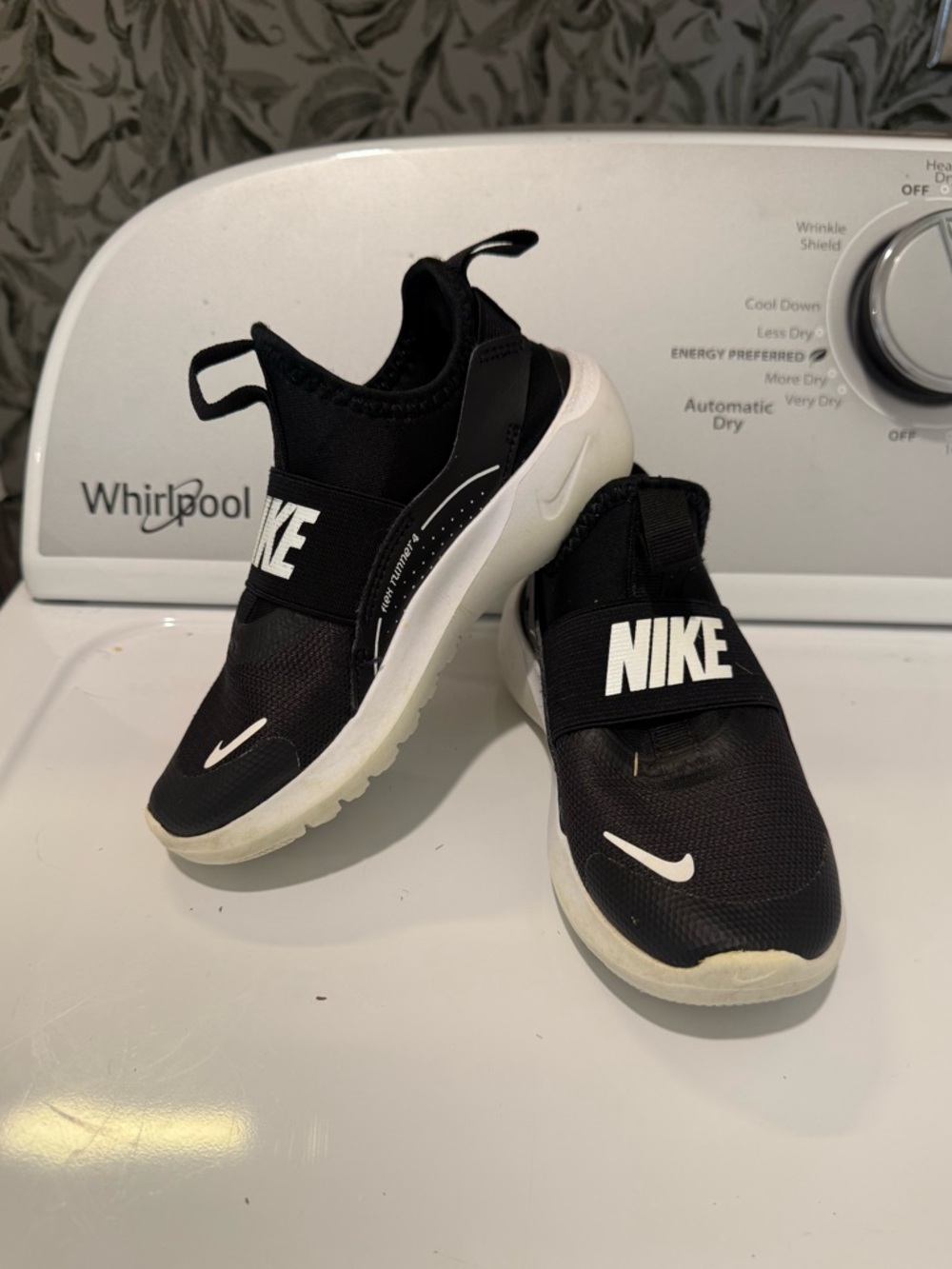 Nike Kids Black Slip-On Sneakers with White Accents